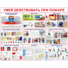 Комплект плакатов 'Умей действовать при пожаре' (А3, 10 листов)
