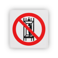 Знак P13 Запрещается подъем (спуск) людей по шахтному стволу (запрещается транспортирование пассажиров) на самоклеящейся не светящейся плёнке, 200х200 НПО ПУЛЬС